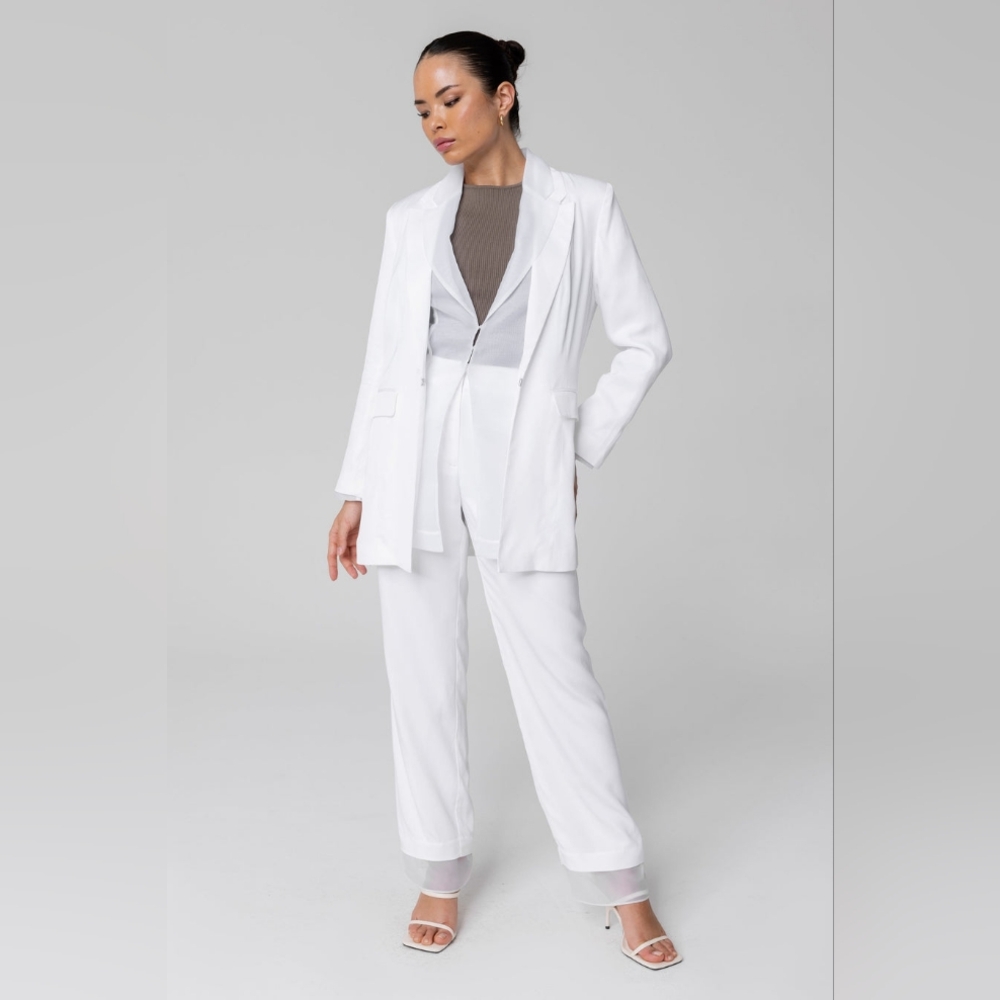 NWT Veiled Collection 3-pieces Set Rayan Organza Trim Double Jacket And Trousers